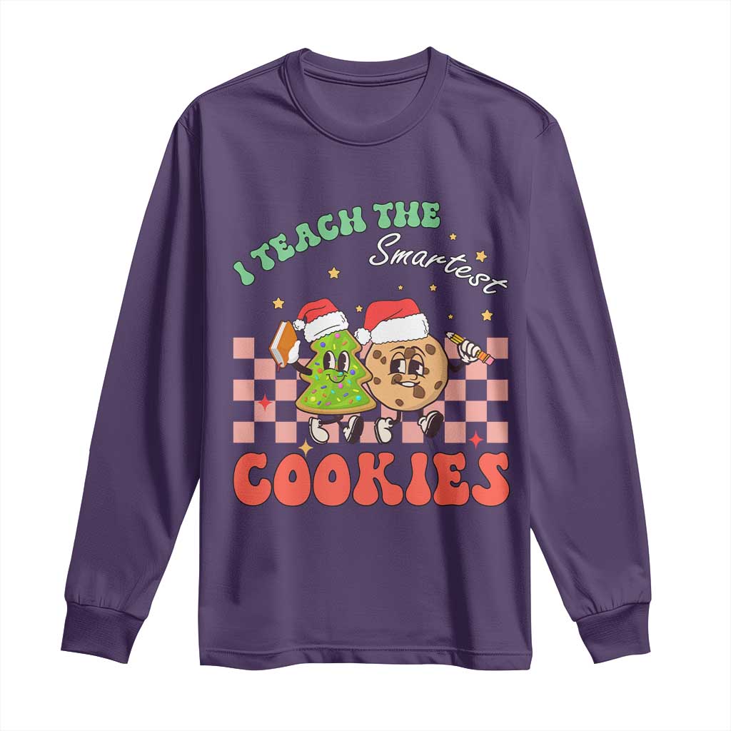 Teacher Christmas Long Sleeve Shirt I Teach The Smartest Cookies Retro Groovy Xmas Cookies TS02 Purple Print Your Wear