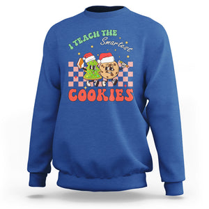 Teacher Christmas Sweatshirt I Teach The Smartest Cookies Retro Groovy Xmas Cookies TS02 Royal Blue Printyourwear