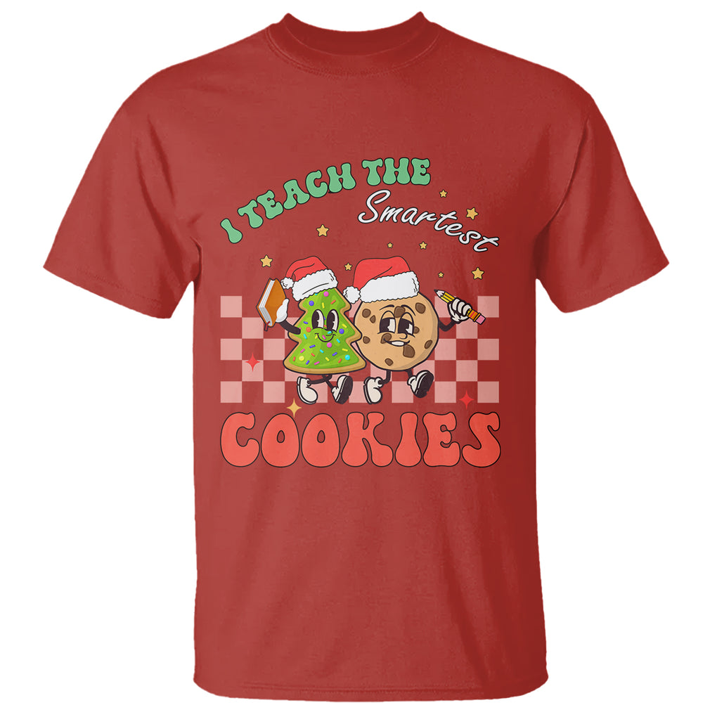 Teacher Christmas T Shirt I Teach The Smartest Cookies Retro Groovy Xmas Cookies TS02 Red Printyourwear