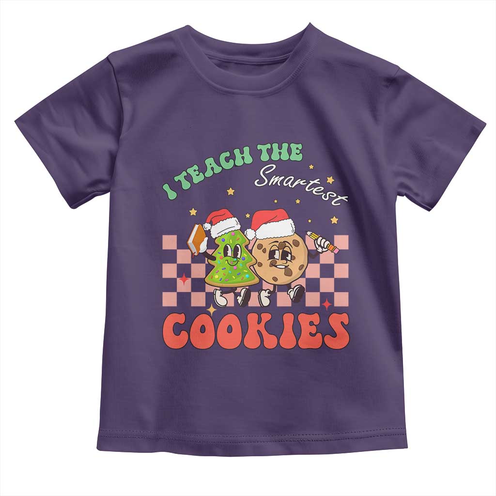 Teacher Christmas Toddler T Shirt I Teach The Smartest Cookies Retro Groovy Xmas Cookies TS02 Purple Print Your Wear