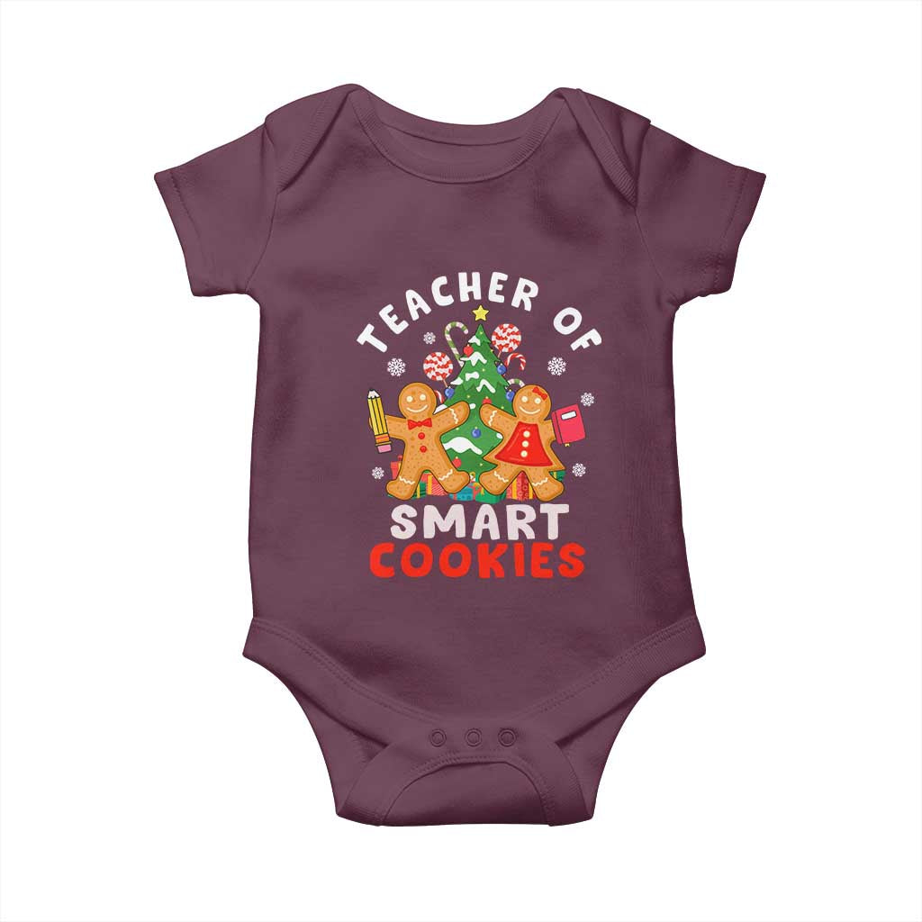 Teacher of Smart Cookies Christmas Gingerbread Man Baby Onesie Teacher of Smart Cookies TS02 Maroon Print Your Wear