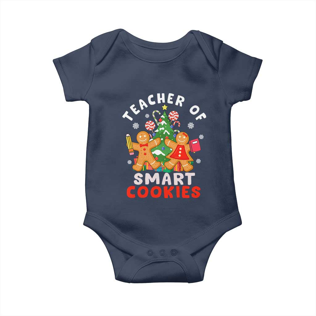 Teacher of Smart Cookies Christmas Gingerbread Man Baby Onesie Teacher of Smart Cookies TS02 Navy Print Your Wear