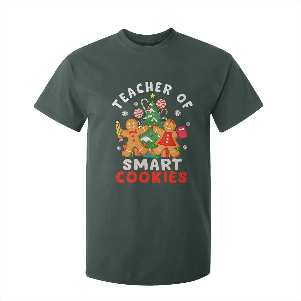 Teacher of Smart Cookies Christmas Gingerbread Man T Shirt For Kid Teacher of Smart Cookies TS02 Dark Forest Green Print Your Wear
