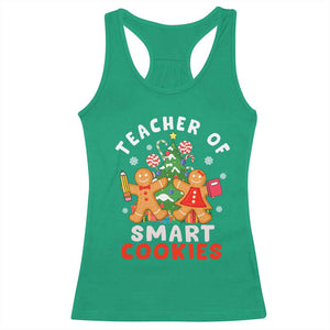 Teacher of Smart Cookies Christmas Gingerbread Man Racerback Tank Top Teacher of Smart Cookies TS02 Irish Green Print Your Wear