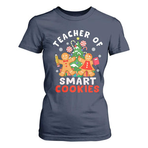 Teacher of Smart Cookies Christmas Gingerbread Man T Shirt For Women Teacher of Smart Cookies TS02 Navy Print Your Wear