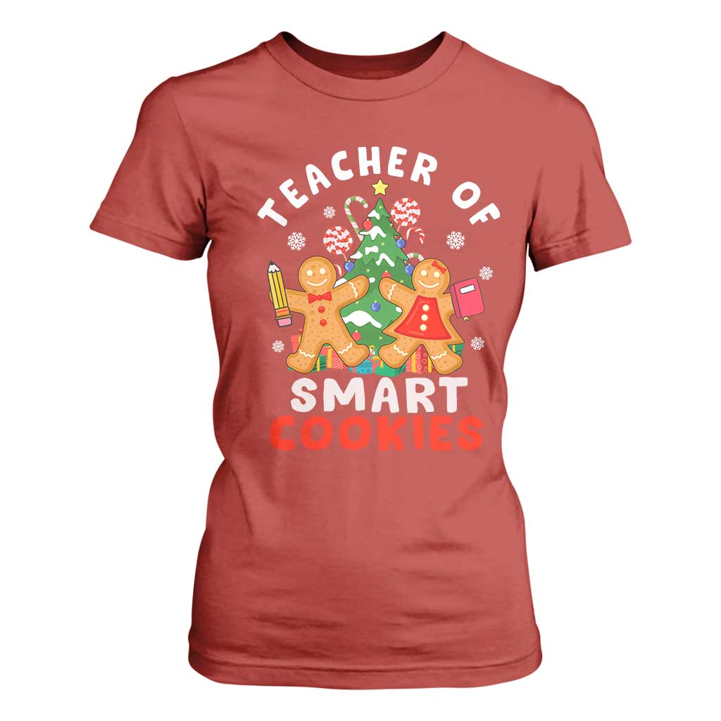 Teacher of Smart Cookies Christmas Gingerbread Man T Shirt For Women Teacher of Smart Cookies TS02 Red Print Your Wear