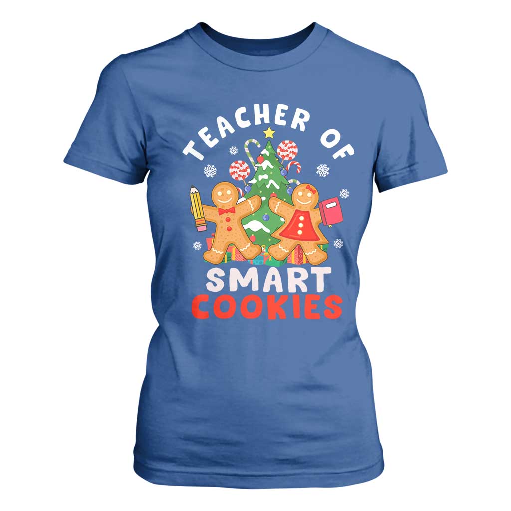 Teacher of Smart Cookies Christmas Gingerbread Man T Shirt For Women Teacher of Smart Cookies TS02 Royal Blue Print Your Wear