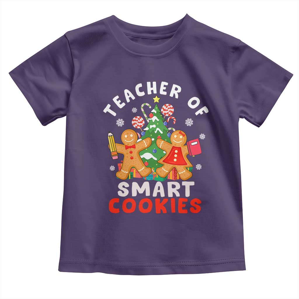 Teacher of Smart Cookies Christmas Gingerbread Man Toddler T Shirt Teacher of Smart Cookies TS02 Purple Print Your Wear
