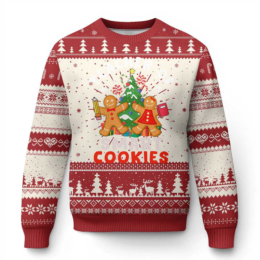 Teacher of Smart Cookies Christmas Gingerbread Man Ugly Christmas Sweater Teacher of Smart Cookies TS02 Red Print Your Wear