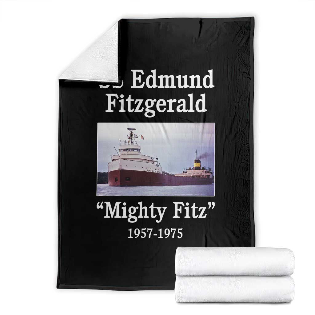 SS Edmund Fitzgerald Mighty Fitz Tribute Throw Blanket Great Lakes Shipwreck Memorial TS02 Black Print Your Wear