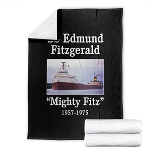 SS Edmund Fitzgerald Mighty Fitz Tribute Throw Blanket Great Lakes Shipwreck Memorial TS02 Black Print Your Wear