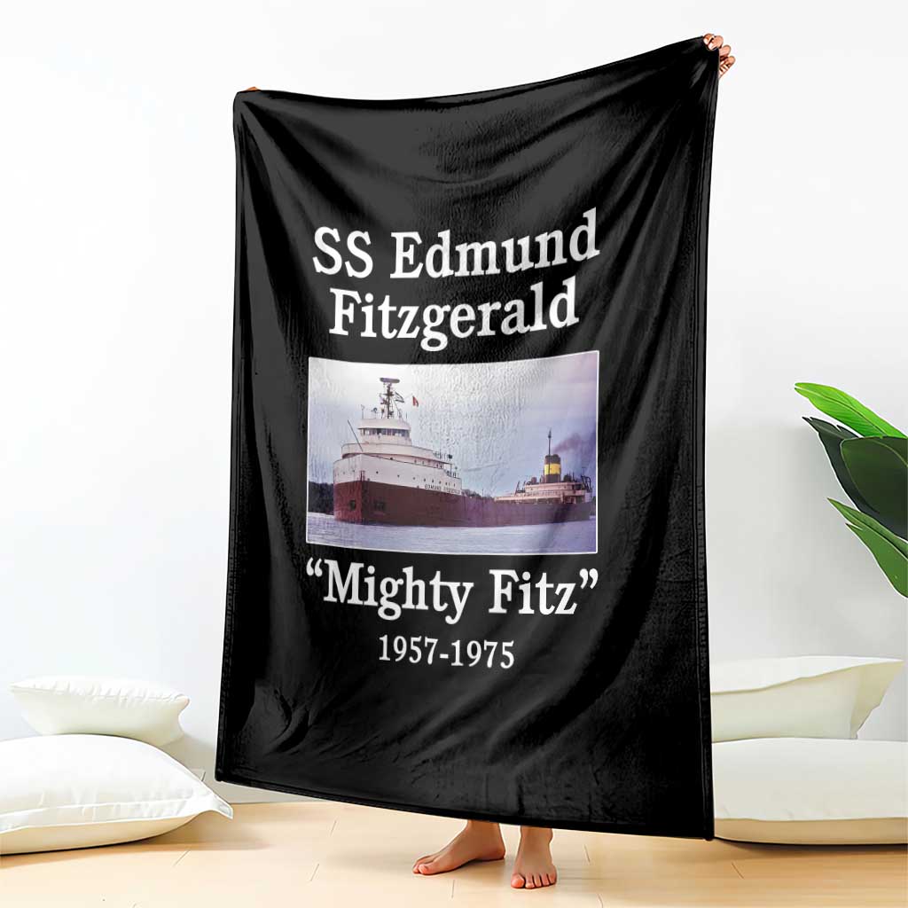 SS Edmund Fitzgerald Mighty Fitz Tribute Throw Blanket Great Lakes Shipwreck Memorial TS02 Print Your Wear