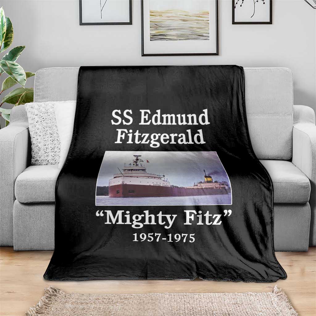 SS Edmund Fitzgerald Mighty Fitz Tribute Throw Blanket Great Lakes Shipwreck Memorial TS02 Print Your Wear