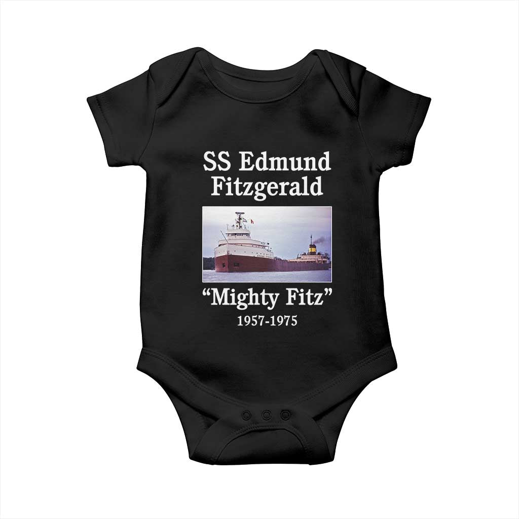 SS Edmund Fitzgerald Mighty Fitz Tribute Baby Onesie Great Lakes Shipwreck Memorial TS02 Black Print Your Wear