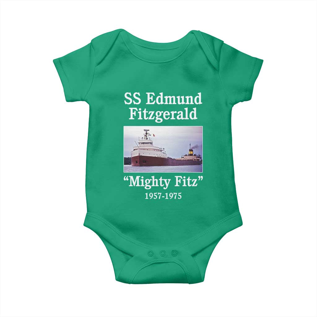 SS Edmund Fitzgerald Mighty Fitz Tribute Baby Onesie Great Lakes Shipwreck Memorial TS02 Irish Green Print Your Wear