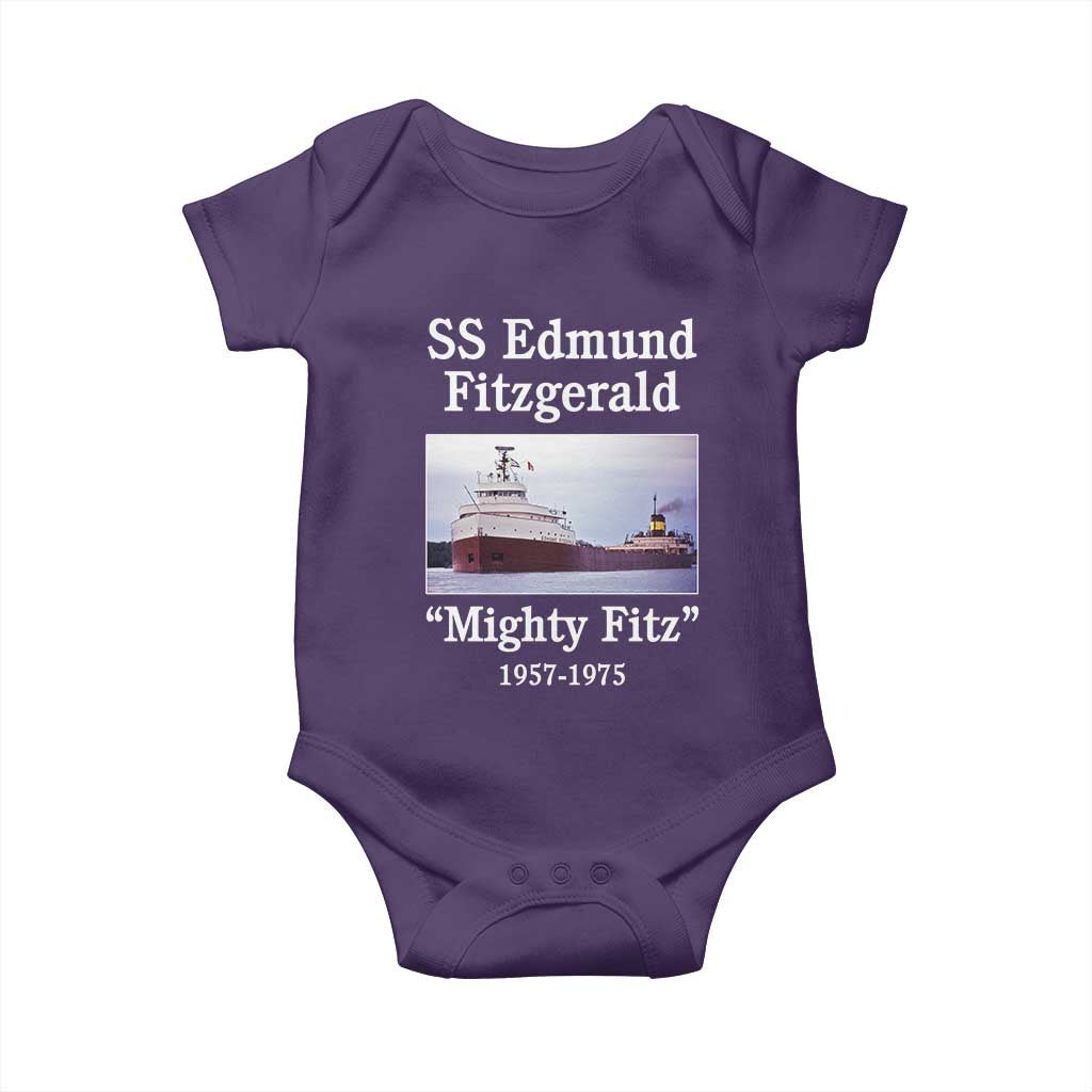 SS Edmund Fitzgerald Mighty Fitz Tribute Baby Onesie Great Lakes Shipwreck Memorial TS02 Purple Print Your Wear