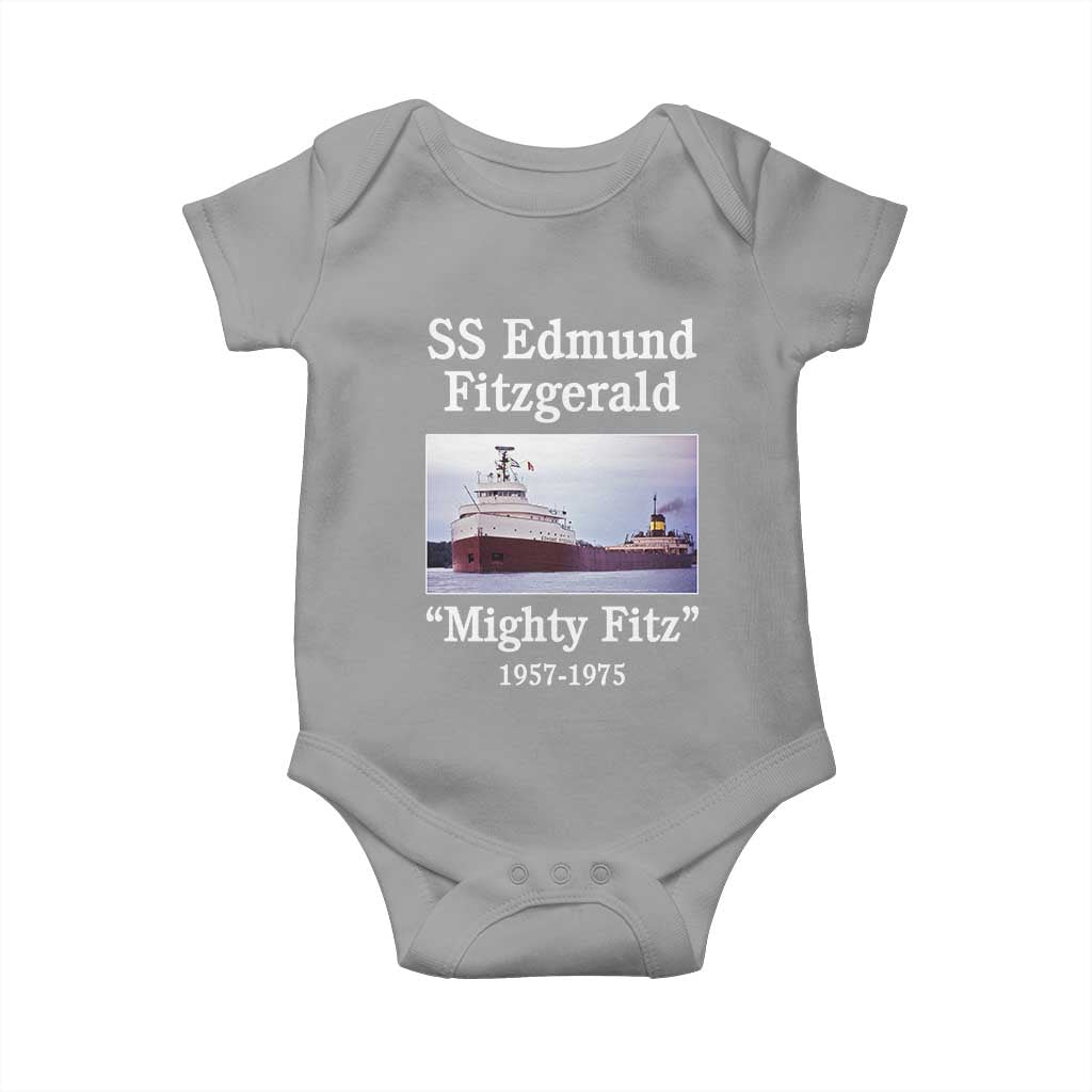 SS Edmund Fitzgerald Mighty Fitz Tribute Baby Onesie Great Lakes Shipwreck Memorial TS02 Sport Gray Print Your Wear
