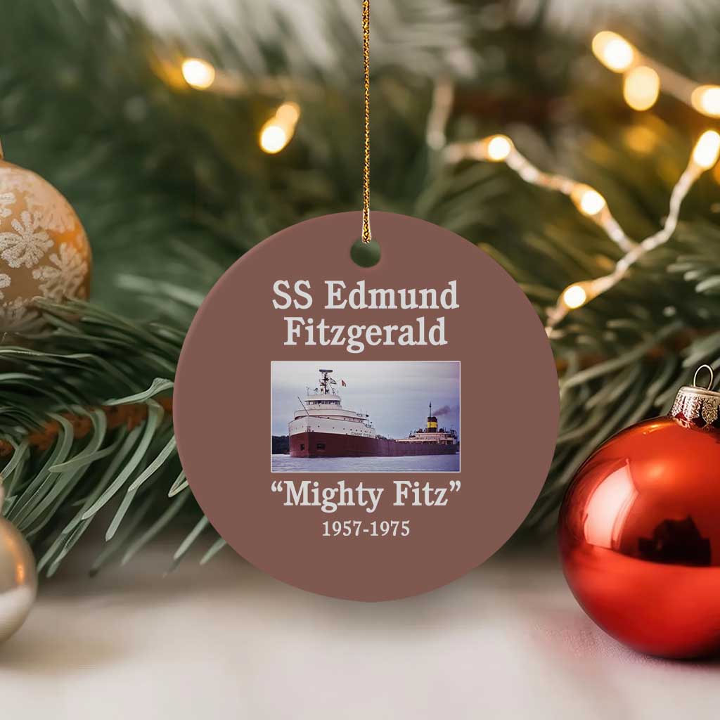 SS Edmund Fitzgerald Mighty Fitz Tribute Ceramic Ornament Great Lakes Shipwreck Memorial TS02 1pc Mocha Print Your Wear