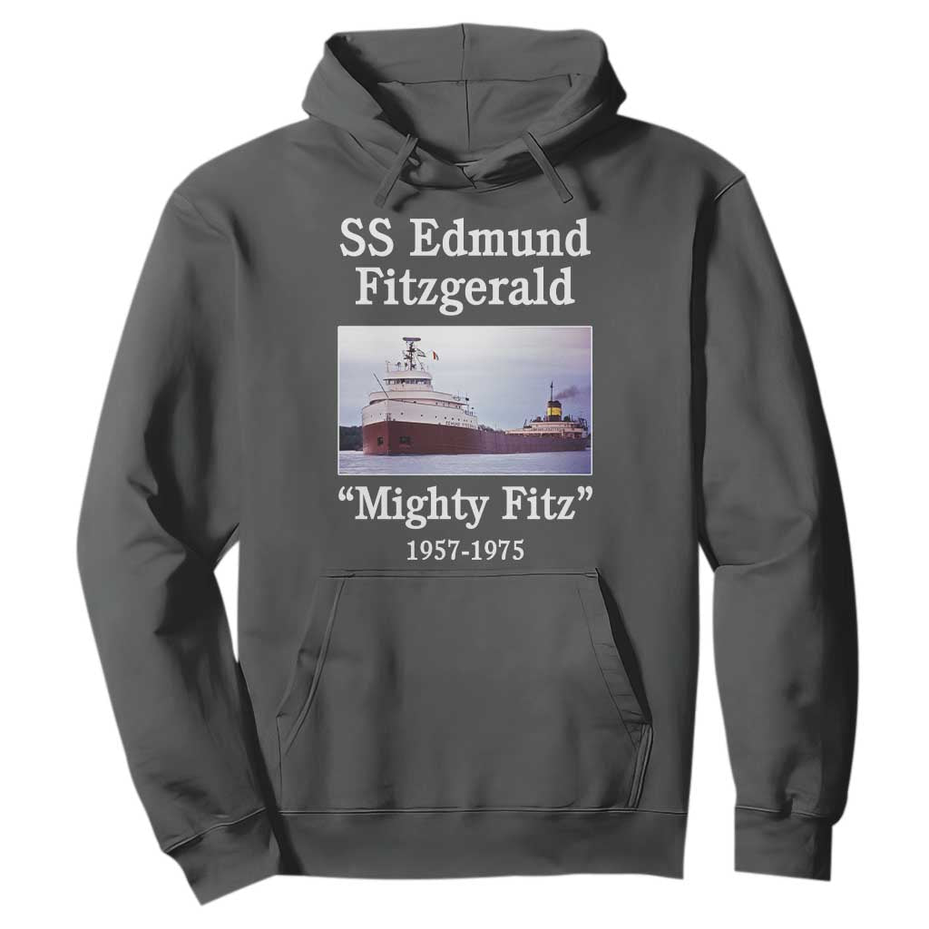 SS Edmund Fitzgerald Mighty Fitz Tribute Hoodie Great Lakes Shipwreck Memorial TS02 Dark Heather Print Your Wear