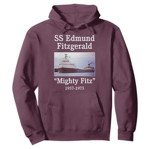SS Edmund Fitzgerald Mighty Fitz Tribute Hoodie Great Lakes Shipwreck Memorial TS02 Maroon Print Your Wear