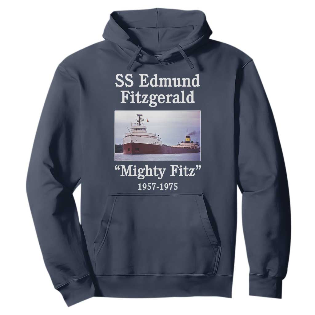 SS Edmund Fitzgerald Mighty Fitz Tribute Hoodie Great Lakes Shipwreck Memorial TS02 Navy Print Your Wear