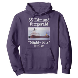 SS Edmund Fitzgerald Mighty Fitz Tribute Hoodie Great Lakes Shipwreck Memorial TS02 Purple Print Your Wear