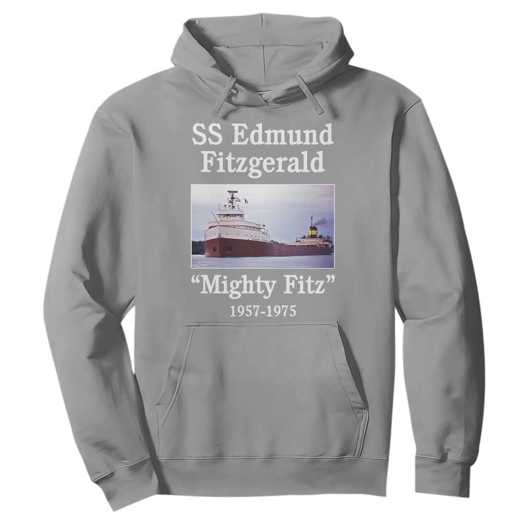 SS Edmund Fitzgerald Mighty Fitz Tribute Hoodie Great Lakes Shipwreck Memorial TS02 Sport Gray Print Your Wear