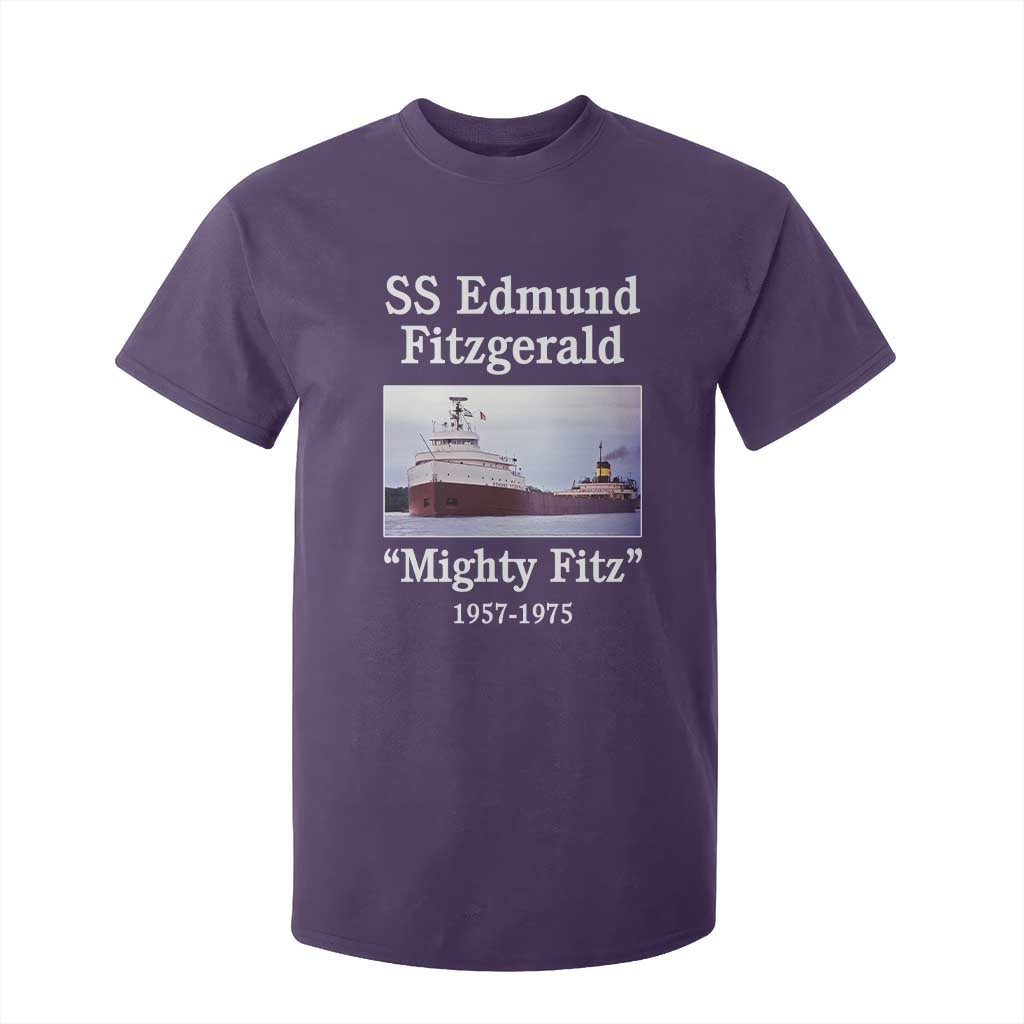SS Edmund Fitzgerald Mighty Fitz Tribute T Shirt For Kid Great Lakes Shipwreck Memorial TS02 Purple Print Your Wear