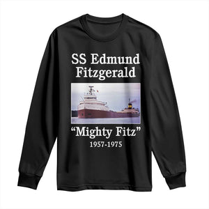 SS Edmund Fitzgerald Mighty Fitz Tribute Long Sleeve Shirt Great Lakes Shipwreck Memorial TS02 Black Print Your Wear