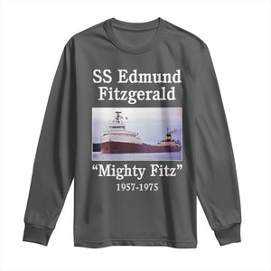 SS Edmund Fitzgerald Mighty Fitz Tribute Long Sleeve Shirt Great Lakes Shipwreck Memorial TS02 Dark Heather Print Your Wear
