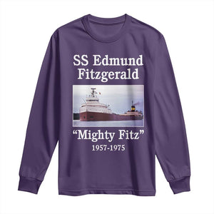 SS Edmund Fitzgerald Mighty Fitz Tribute Long Sleeve Shirt Great Lakes Shipwreck Memorial TS02 Purple Print Your Wear