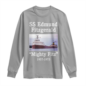 SS Edmund Fitzgerald Mighty Fitz Tribute Long Sleeve Shirt Great Lakes Shipwreck Memorial TS02 Sport Gray Print Your Wear