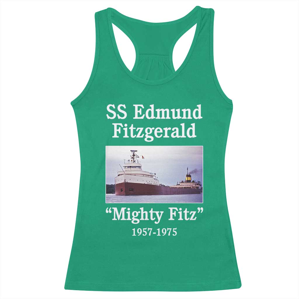 SS Edmund Fitzgerald Mighty Fitz Tribute Racerback Tank Top Great Lakes Shipwreck Memorial TS02 Irish Green Print Your Wear