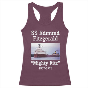 SS Edmund Fitzgerald Mighty Fitz Tribute Racerback Tank Top Great Lakes Shipwreck Memorial TS02 Maroon Print Your Wear