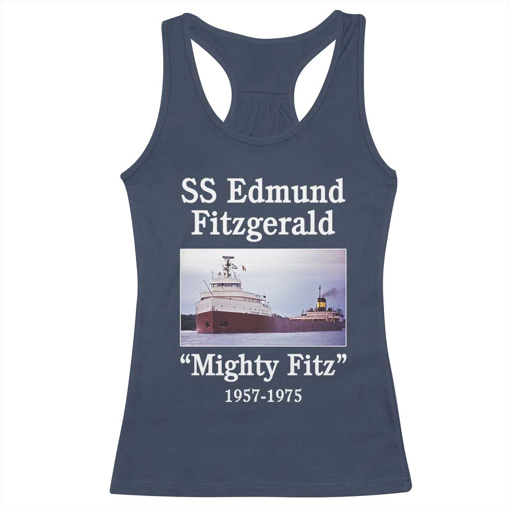 SS Edmund Fitzgerald Mighty Fitz Tribute Racerback Tank Top Great Lakes Shipwreck Memorial TS02 Navy Print Your Wear