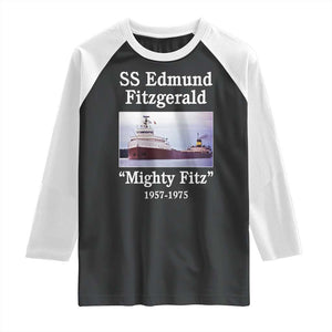 SS Edmund Fitzgerald Mighty Fitz Tribute Raglan Shirt Great Lakes Shipwreck Memorial TS02 Black White Print Your Wear