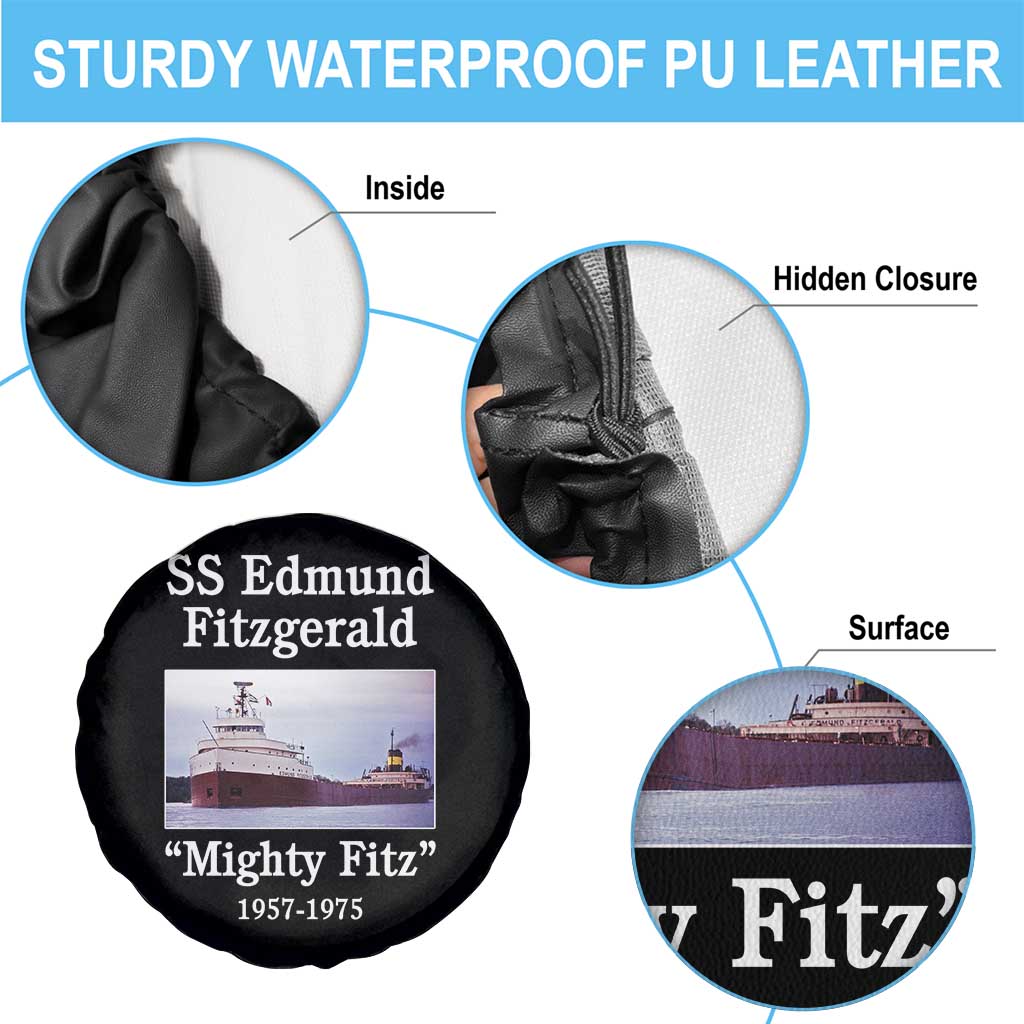 SS Edmund Fitzgerald Mighty Fitz Tribute Spare Tire Cover Great Lakes Shipwreck Memorial TS02 Print Your Wear