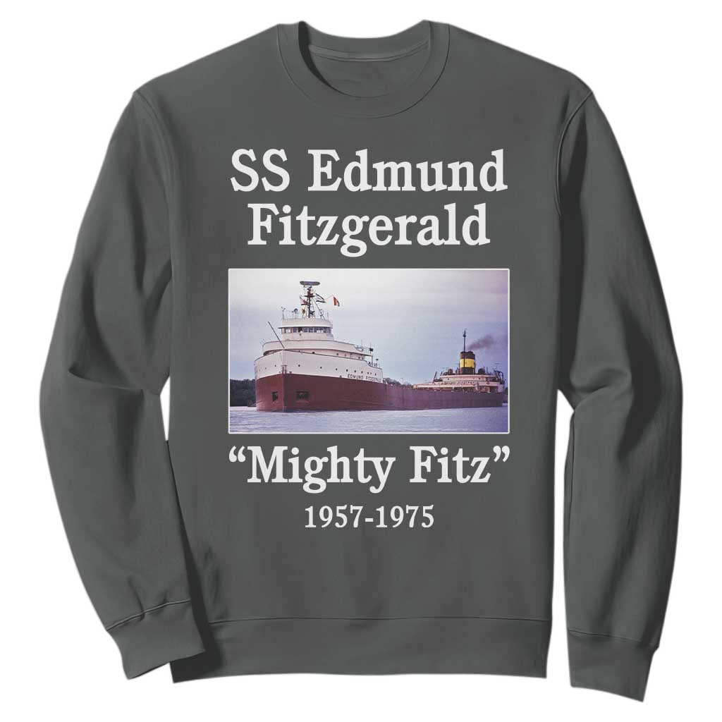 SS Edmund Fitzgerald Mighty Fitz Tribute Sweatshirt Great Lakes Shipwreck Memorial TS02 Dark Heather Print Your Wear