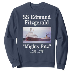 SS Edmund Fitzgerald Mighty Fitz Tribute Sweatshirt Great Lakes Shipwreck Memorial TS02 Navy Print Your Wear