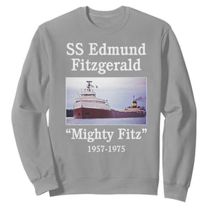 SS Edmund Fitzgerald Mighty Fitz Tribute Sweatshirt Great Lakes Shipwreck Memorial TS02 Sport Gray Print Your Wear