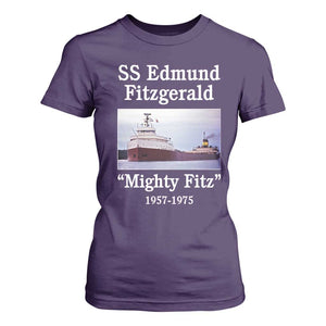 SS Edmund Fitzgerald Mighty Fitz Tribute T Shirt For Women Great Lakes Shipwreck Memorial TS02 Purple Print Your Wear