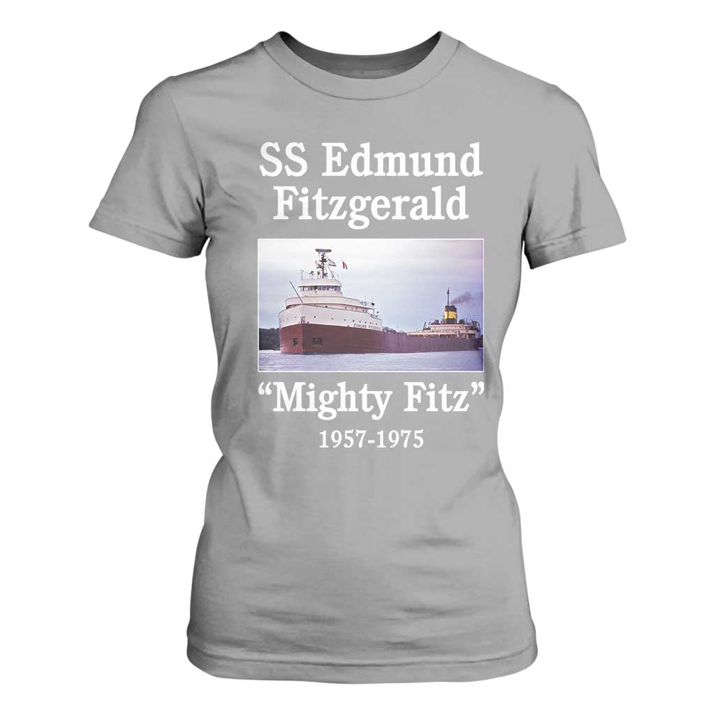 SS Edmund Fitzgerald Mighty Fitz Tribute T Shirt For Women Great Lakes Shipwreck Memorial TS02 Sport Gray Print Your Wear