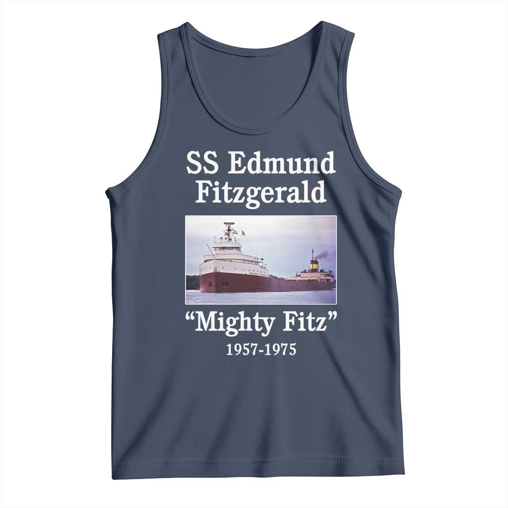 SS Edmund Fitzgerald Mighty Fitz Tribute Tank Top Great Lakes Shipwreck Memorial TS02 Navy Print Your Wear