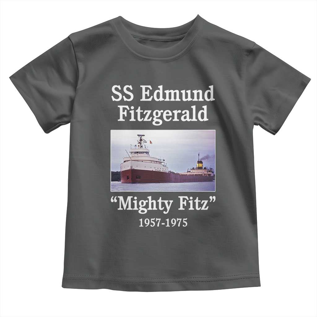 SS Edmund Fitzgerald Mighty Fitz Tribute Toddler T Shirt Great Lakes Shipwreck Memorial TS02 Dark Heather Print Your Wear