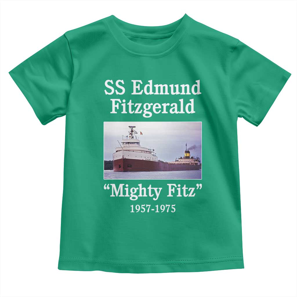 SS Edmund Fitzgerald Mighty Fitz Tribute Toddler T Shirt Great Lakes Shipwreck Memorial TS02 Irish Green Print Your Wear