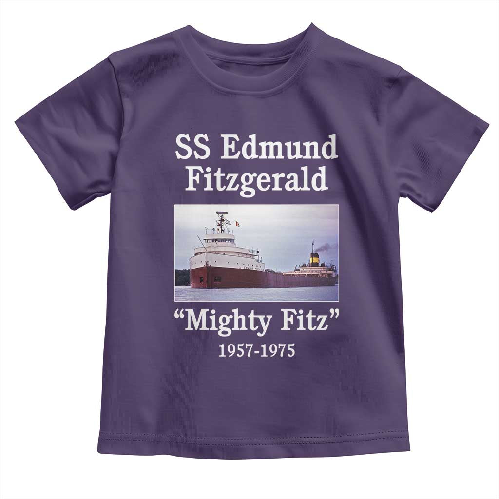 SS Edmund Fitzgerald Mighty Fitz Tribute Toddler T Shirt Great Lakes Shipwreck Memorial TS02 Purple Print Your Wear