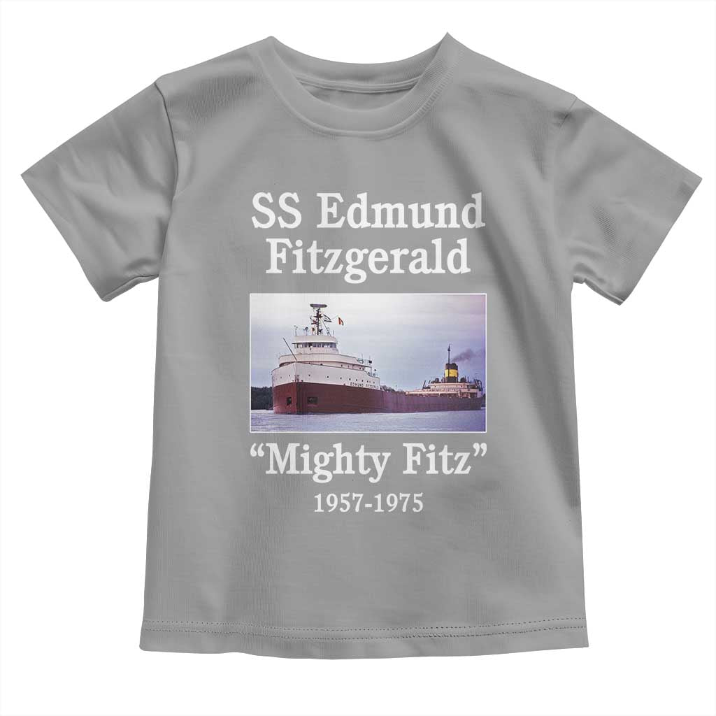 SS Edmund Fitzgerald Mighty Fitz Tribute Toddler T Shirt Great Lakes Shipwreck Memorial TS02 Sport Gray Print Your Wear