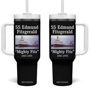 SS Edmund Fitzgerald Mighty Fitz Tribute Tumbler With Handle Great Lakes Shipwreck Memorial TS02 One Size: 40 oz Black Print Your Wear