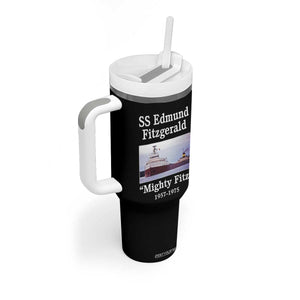 SS Edmund Fitzgerald Mighty Fitz Tribute Tumbler With Handle Great Lakes Shipwreck Memorial TS02 Print Your Wear