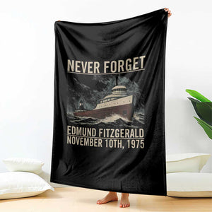 Never Forget Edmund Fitzgerald Tribute Throw Blanket November 10 1975 Shipwreck Memorial TS02 Print Your Wear